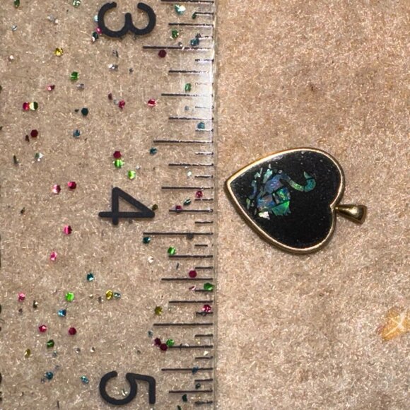 14 KT Gold Onyx Swan Opal Heart Pendant